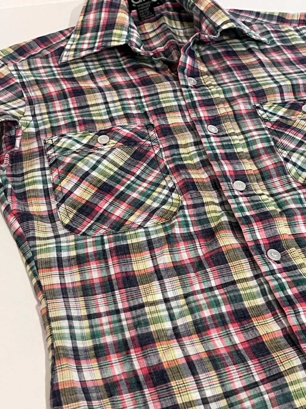 Vintage 70s GAP Multicolor Plaid Button-Down Shirt Womens Butterfly Collar - Picture 5 of 12